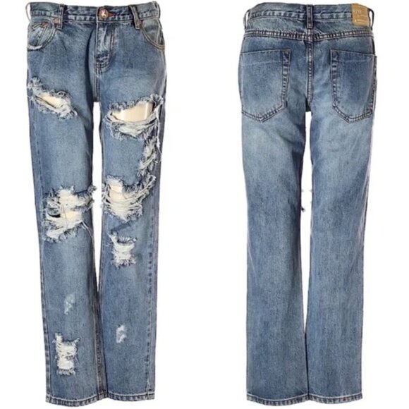 ONE TEASPOON Awesome Baggies Distressed Low Rise Jeans Size 25 - Picture 2 of 11